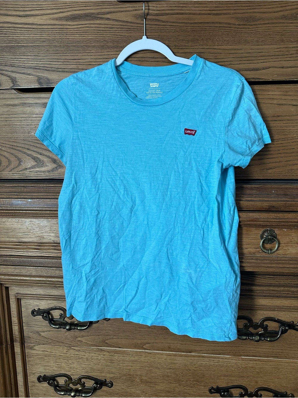 Levi's Aqua Crew Neck Tee with Red Logo